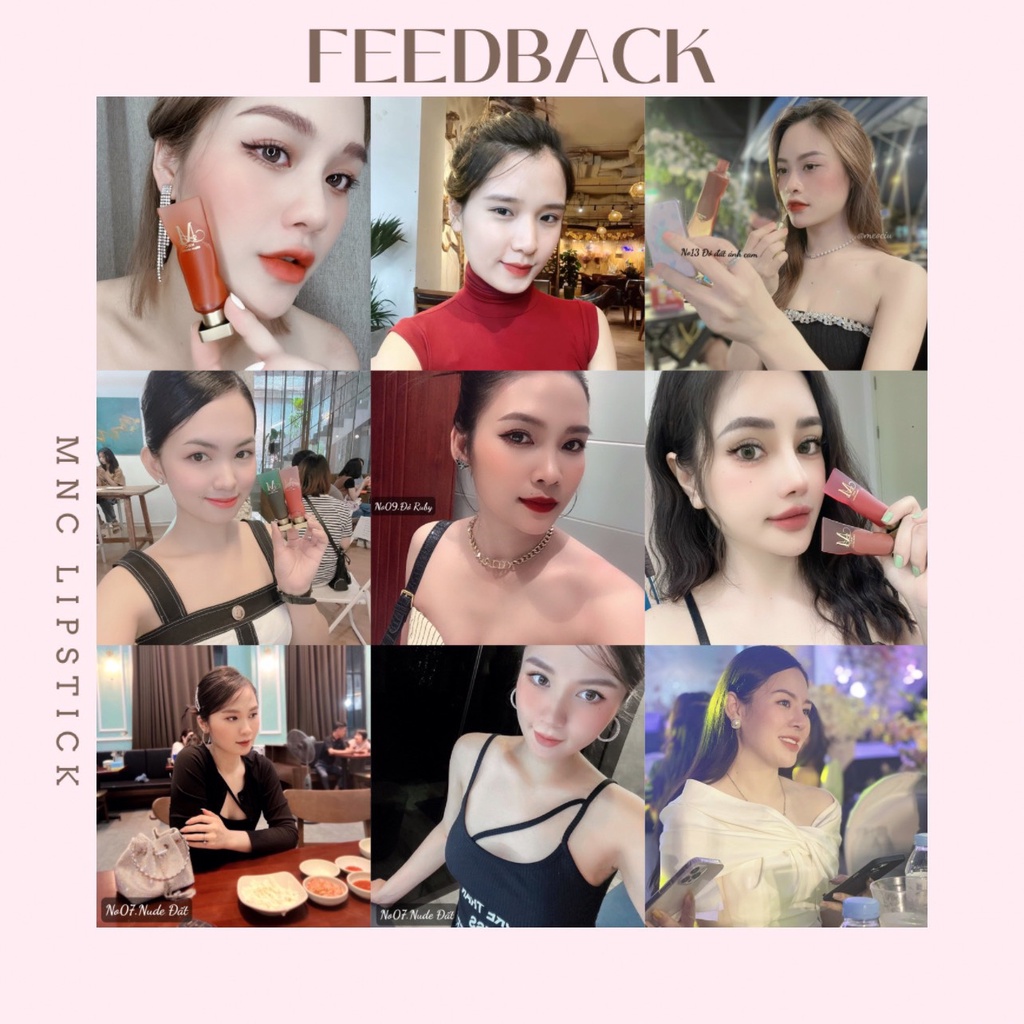 Son MNC Lipstick màu đỏ rựu ánh nâu, Màu NO.01 Tint bóng cho môi căng mọng