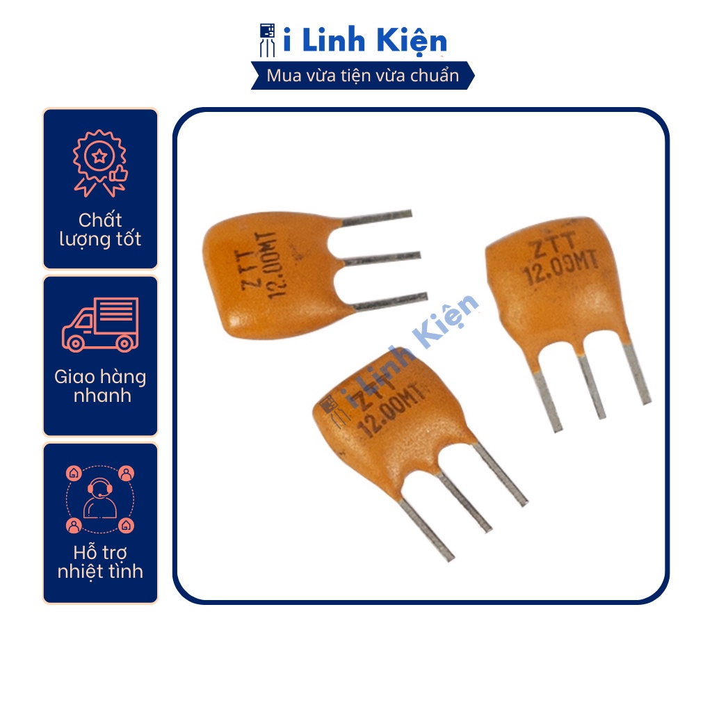 Thạch anh 4Mhz 5Mhz 6Mhz 8Mhz 10Mhz 12Mhz 16Mhz ZTT 3 chân combo 10 con.