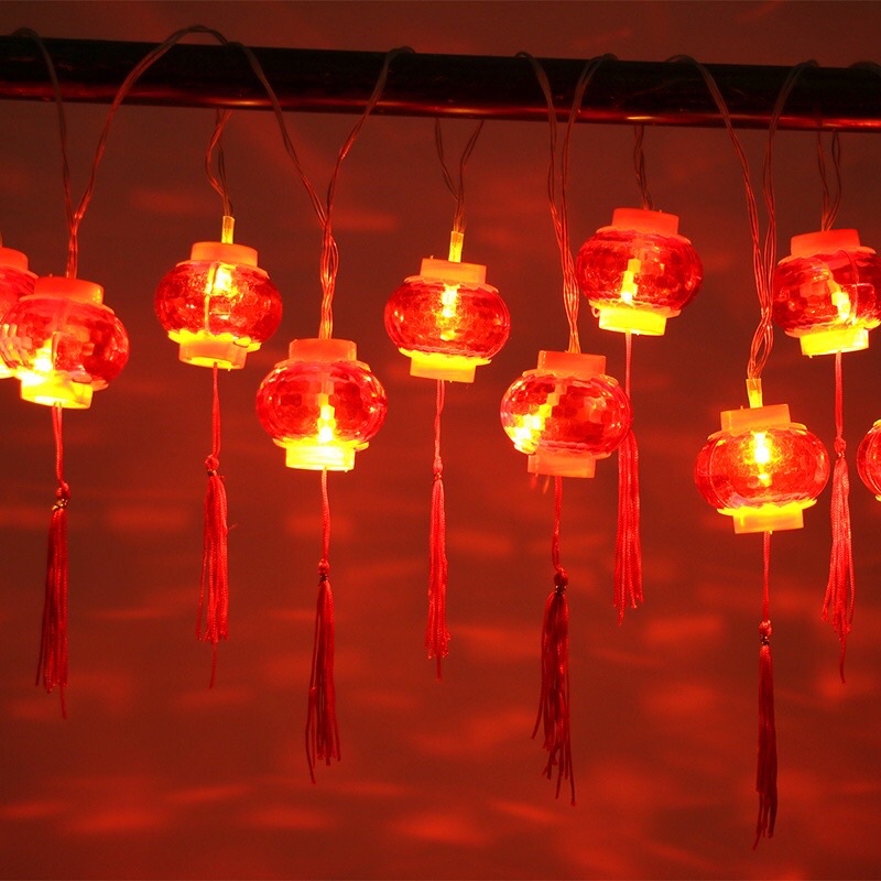 Đèn Lồng Led Trang Trí Tết 12 Bóng. Đèn Lồng Cắm Điện .