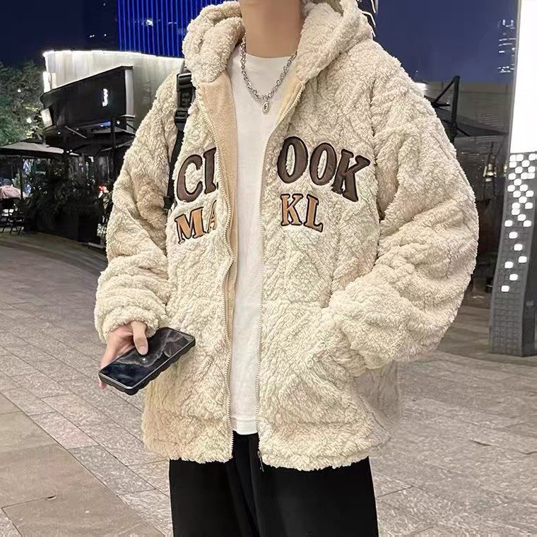 💃 Áo Khoác Lông Unisex CHANJOO Thêu Chữ Dáng Thụng HOT