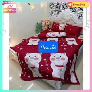 Bộ Ga Bọc Nệm Kèm 2 Vỏ Gối Nằm 1M2,1M6,1M8(set 3 món ) vịt vàng