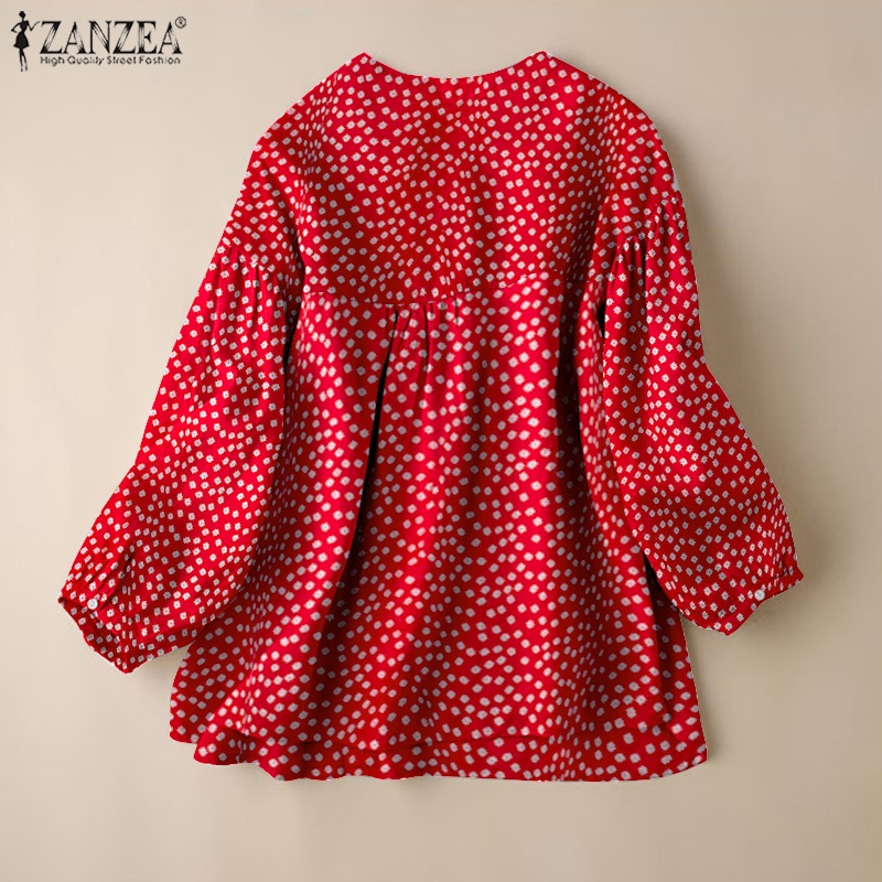 Áo kiểu ZANZEA tay dài cổ tròn in họa tiết hoa thời trang cho nữ