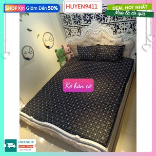 Bộ ga gối 3 món 1m2x2m cotton poly,sẵn hàng-kẻ bàn cờ