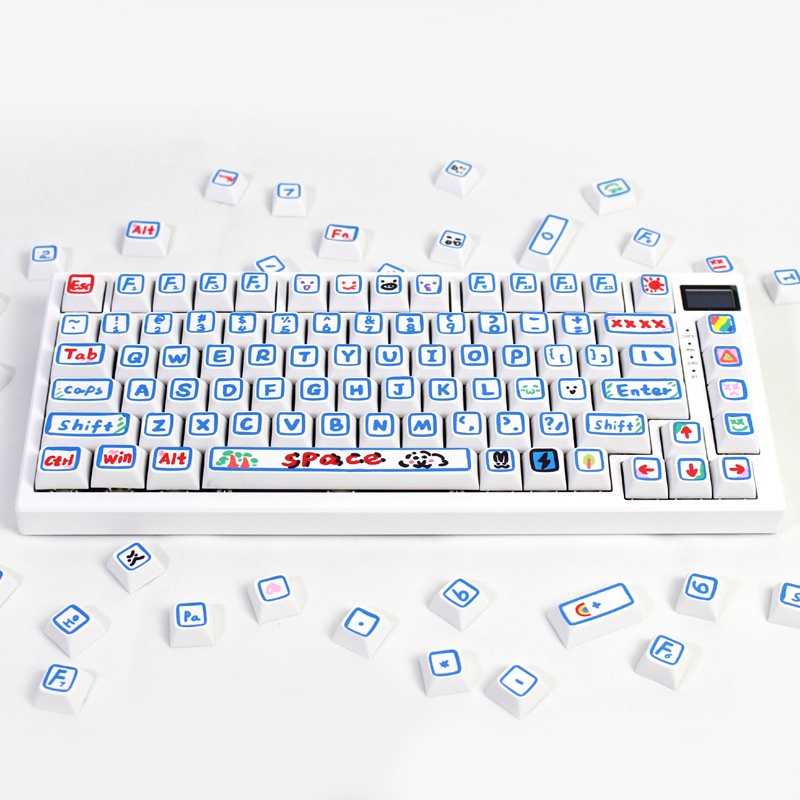 Watercolor Pen Keycaps XDA Profile Vẽ Tay Hoạt Hình PBT Dye Sub Bàn phím cơ Keycap