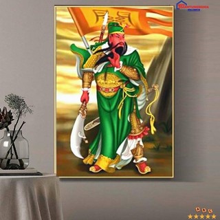 Tranh đính đá quan thánh đế quân. KT: 56cm x 82cm