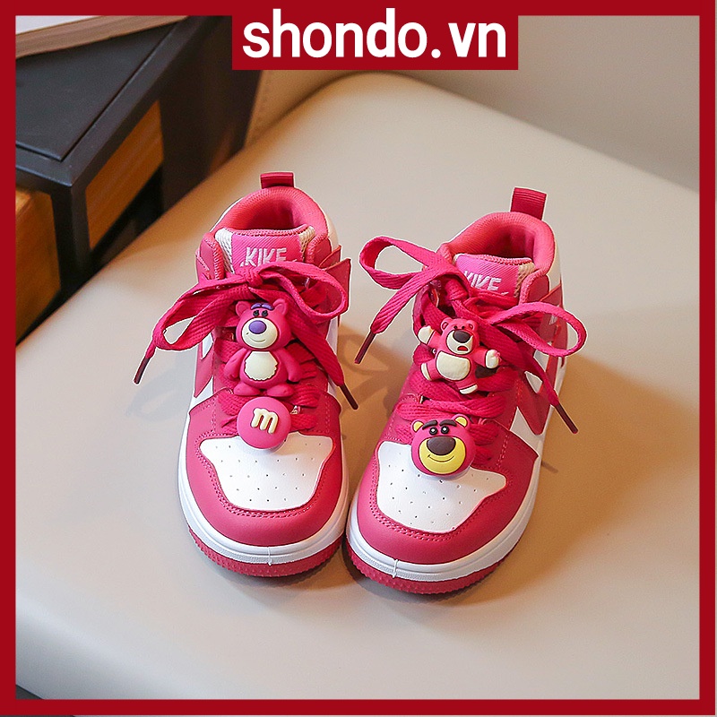 【đề nghị đặc biệt】giày thể thao bé gái Phụ Kiện Gấu Dâu Giày Sneaker Thoáng Khí Thoải Mái Thời Trang Xuân Thu 2023 giầy thể thao cho bé giày sneaker bé gái