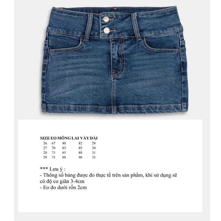 Chân váy jean nữ CHICMONKI lưng thấp, chất co giãn màu xanh đậm - CMJ1402 | BigBuy360 - bigbuy360.vn