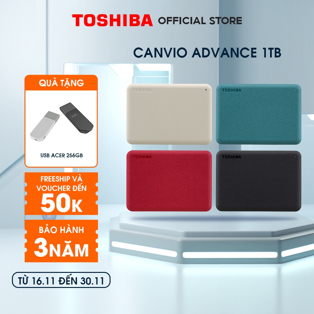 Ổ cứng di động HDD Toshiba Canvio Advance 1TB - Tặng USB UP200 256GB