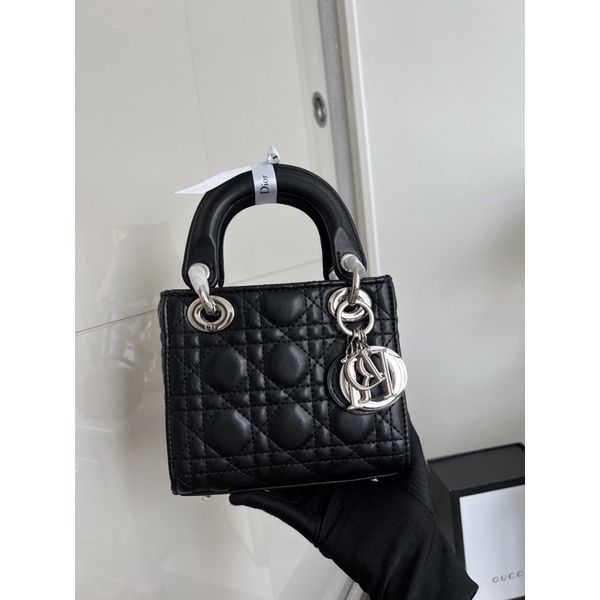 Túi xách la-dy da lì khoá bạc mini