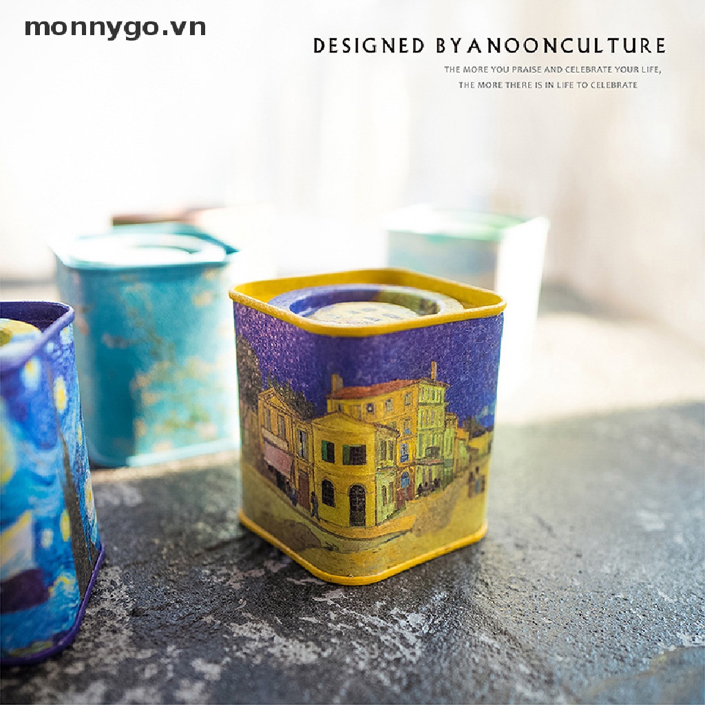 Hộp Thiếc Đựng Đồ Hình Vuông Phong Cách Retro