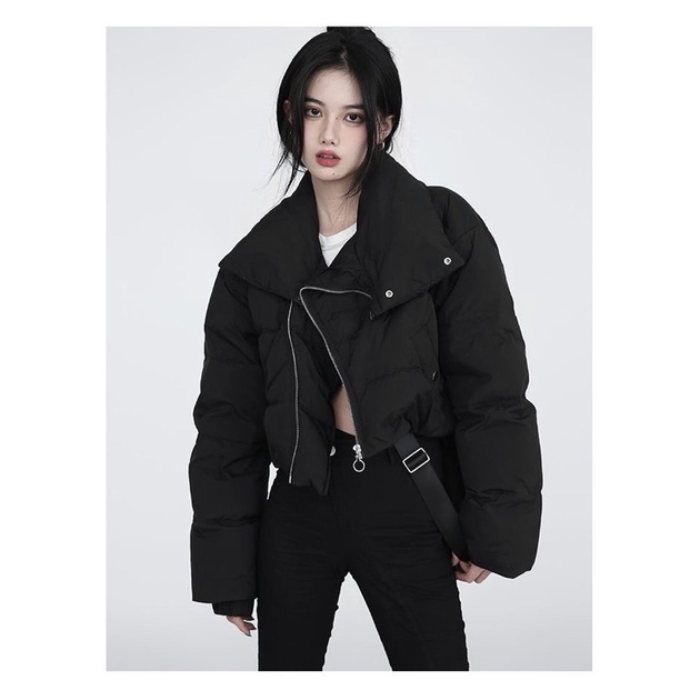 (Sẵn) Áo khoác phao béo đệm dày dáng lửng croptop phong cách đường phố | BigBuy360 - bigbuy360.vn