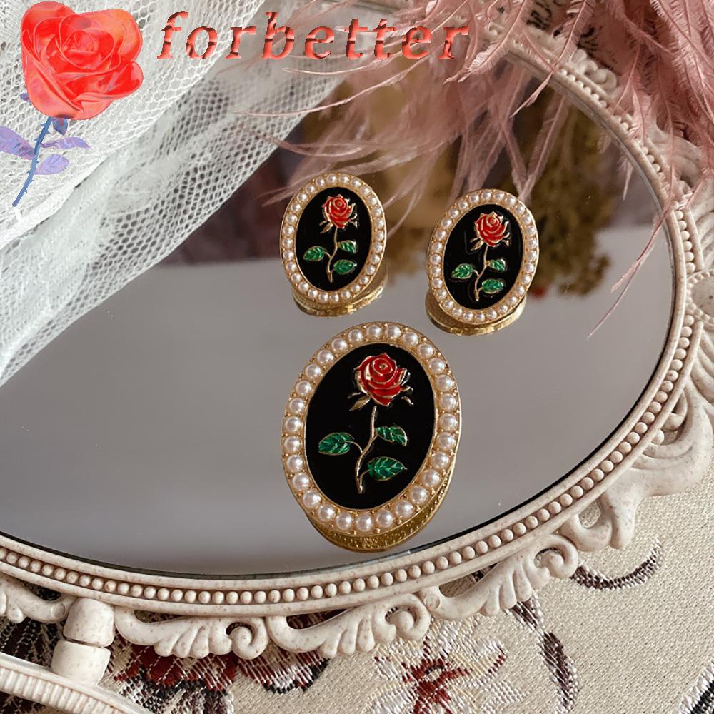 Ghim cài/Khuyên tai nữ họa tiết hoa hồng quý phái thời trang