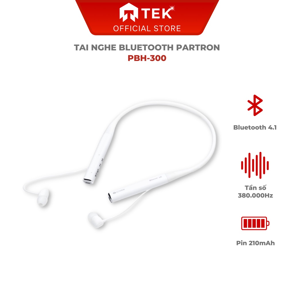 Tai Nghe Bluetooth Partron PBH-300, PBH-400 pin 15 tiếng kết nối cùng lúc 2 thiết bị điện thoại, máy tính bảng, PC - TEK