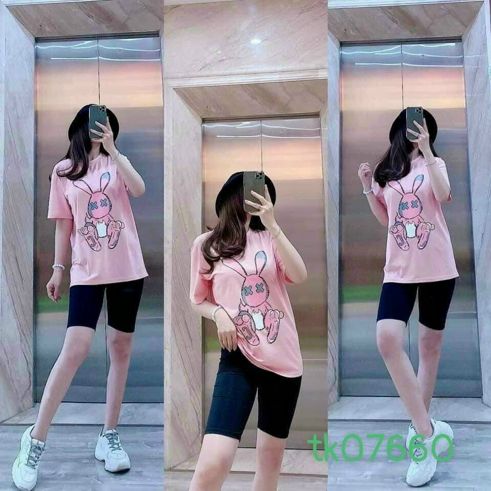 (FreeShip 2022) Sét bộ ngố thỏ cao cấp,áo phông tay ngắn in hình mix quần legging,lên from xinh xĩu