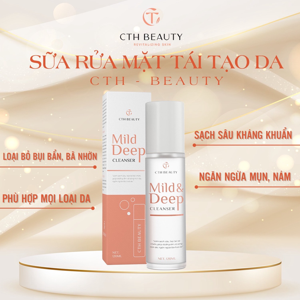 Combo Làm Sạch Sữa Rửa Mặt CthBeauty Da Dầu Mụn Nhờn Nhạy Cảm Kiềm Dầu Se Khít Lỗ Chân Lông To Mild Deep Cleanser