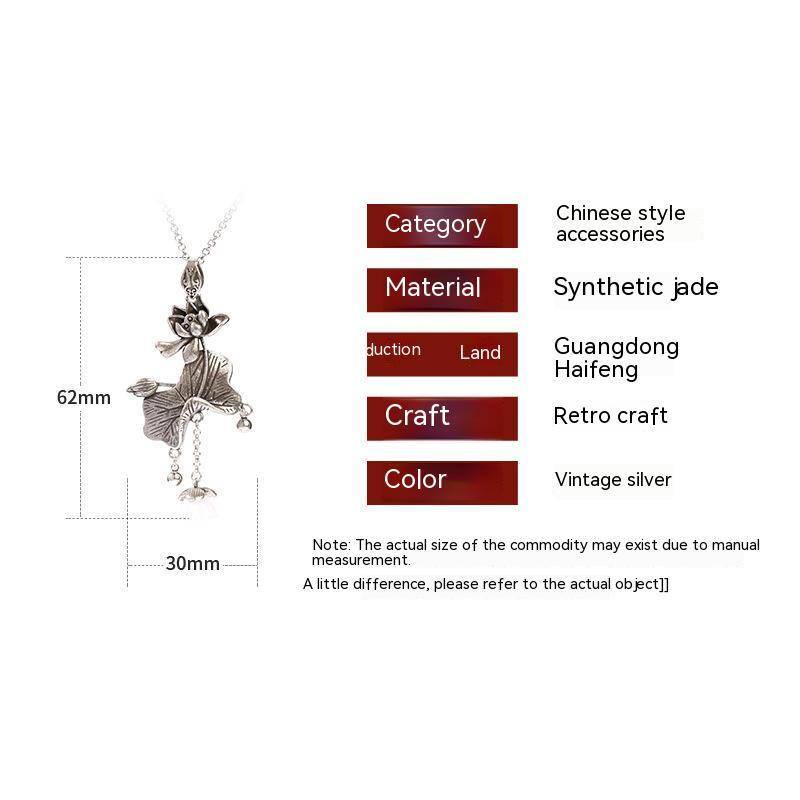 Dây Chuyền Mặt Hình Hoa Sen Phong Cách Trung Hoa Cổ Điển Thời Trang 770#