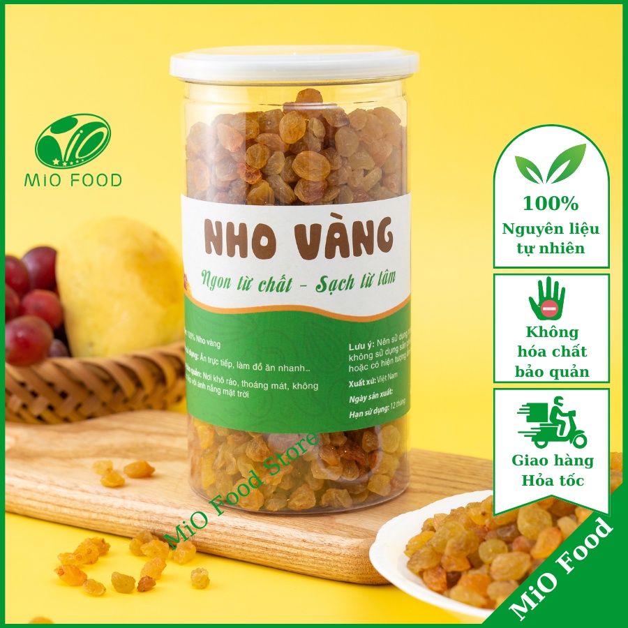 Nho vàng sấy dẻo MiO Food nho vàng ấn độ sấy vị chua ngọt tự nhiên không chất bảo quản hàng chính hãng