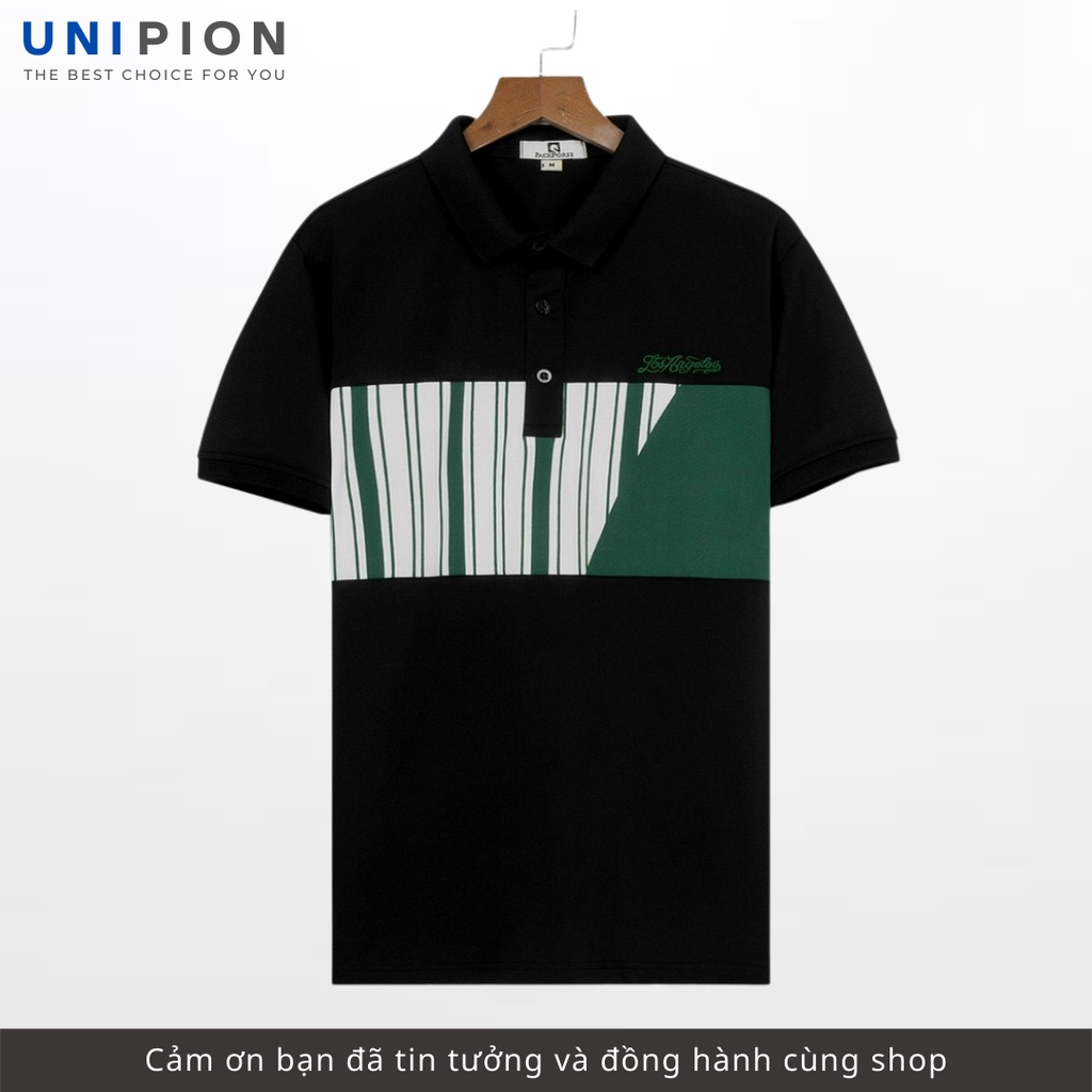 Áo POLO Nam UNIPION cao cấp chất cá sấu cao cấp phối màu sang trọng tặng kèm hộp quà tặng