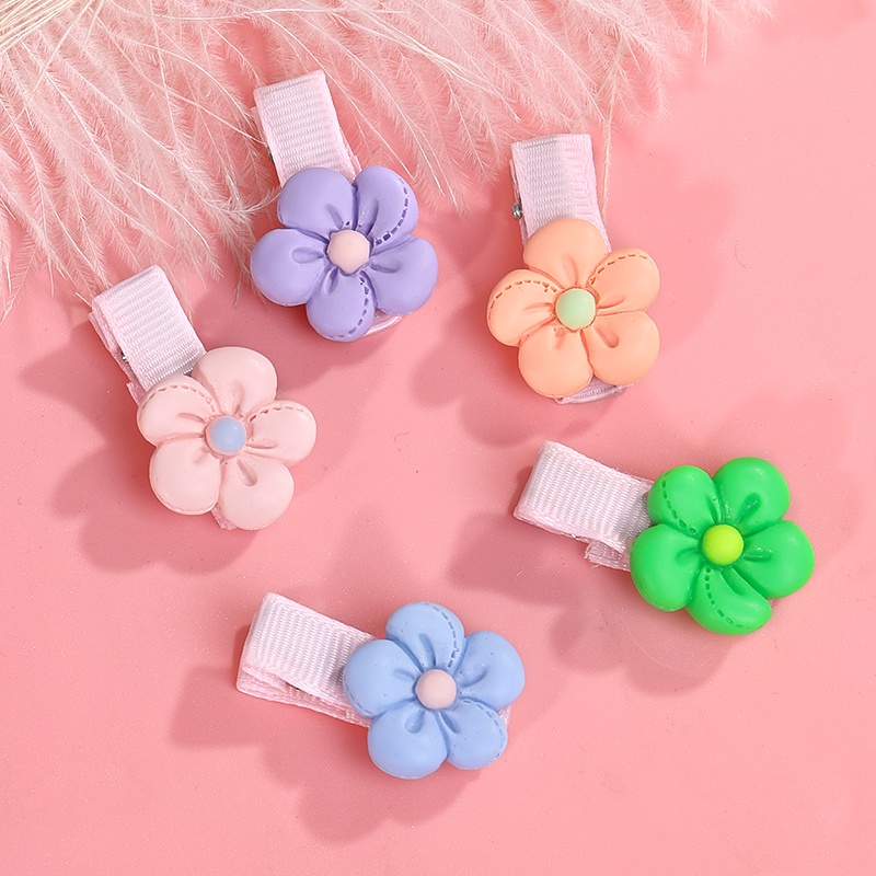 Kẹp Tóc Đính Hoa Màu Hồng Xinh Xắn Thời Trang Cho Bé Gái