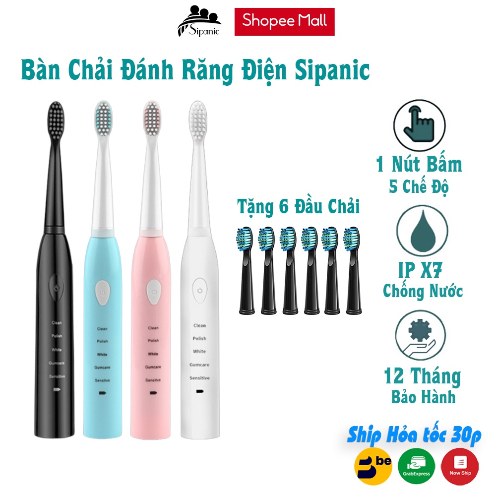Bàn chải điện Sipanic X1 Pro, bàn chải đánh răng điện tự động 5 chế độ làm sạch trắng răng