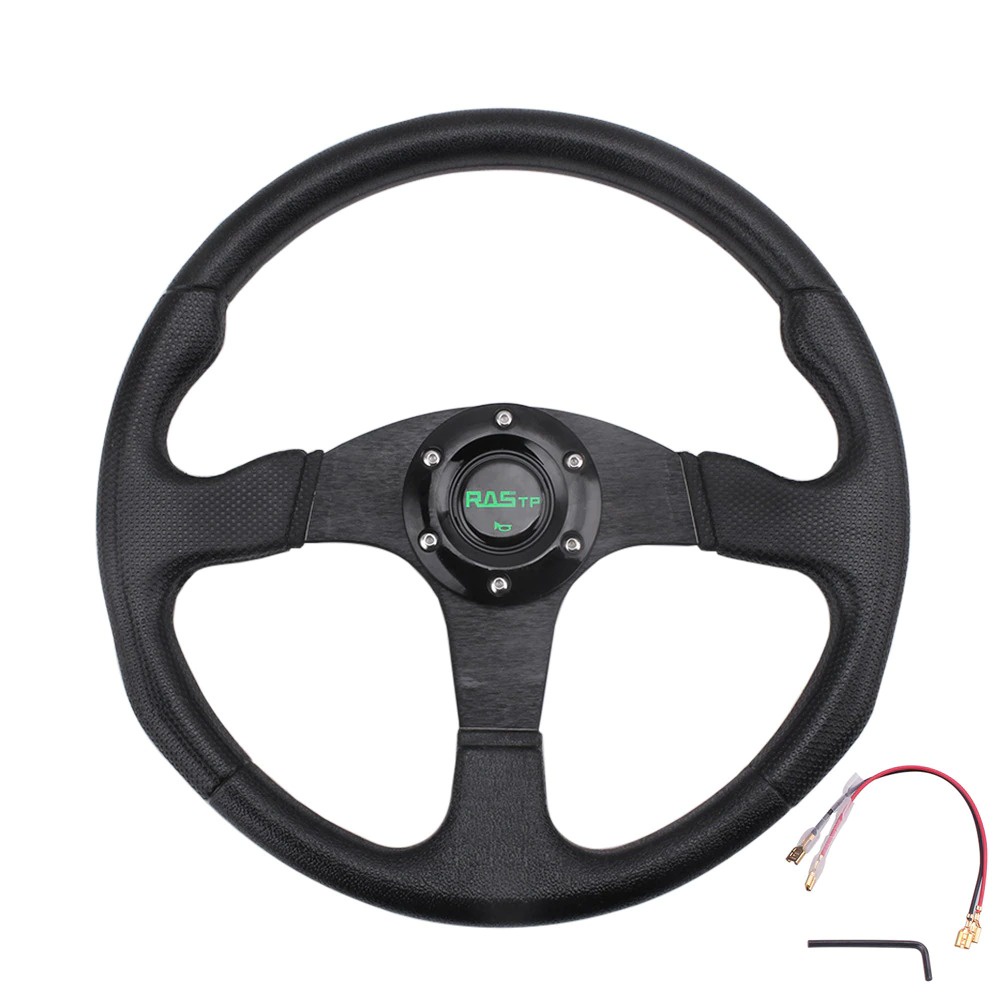 Vô Lăng Xe Hơi Thể Thao Steering Wheel Bọc Da PU 340mm Chuyên Dụng | BigBuy360 - bigbuy360.vn