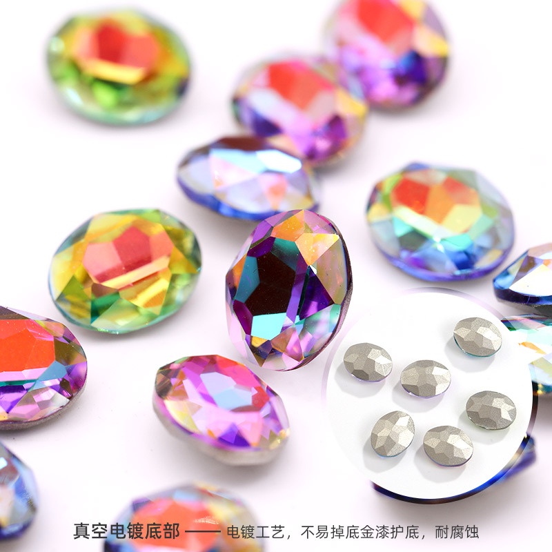 Mũi Khoan Kính Hình Oval K9 Tráng Men Đáy Nhọn Trang Trí Móng Tay Chất Lượng Cao DIY Mới