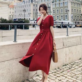 Đầm váy freesize cổ V form dài 2 màu