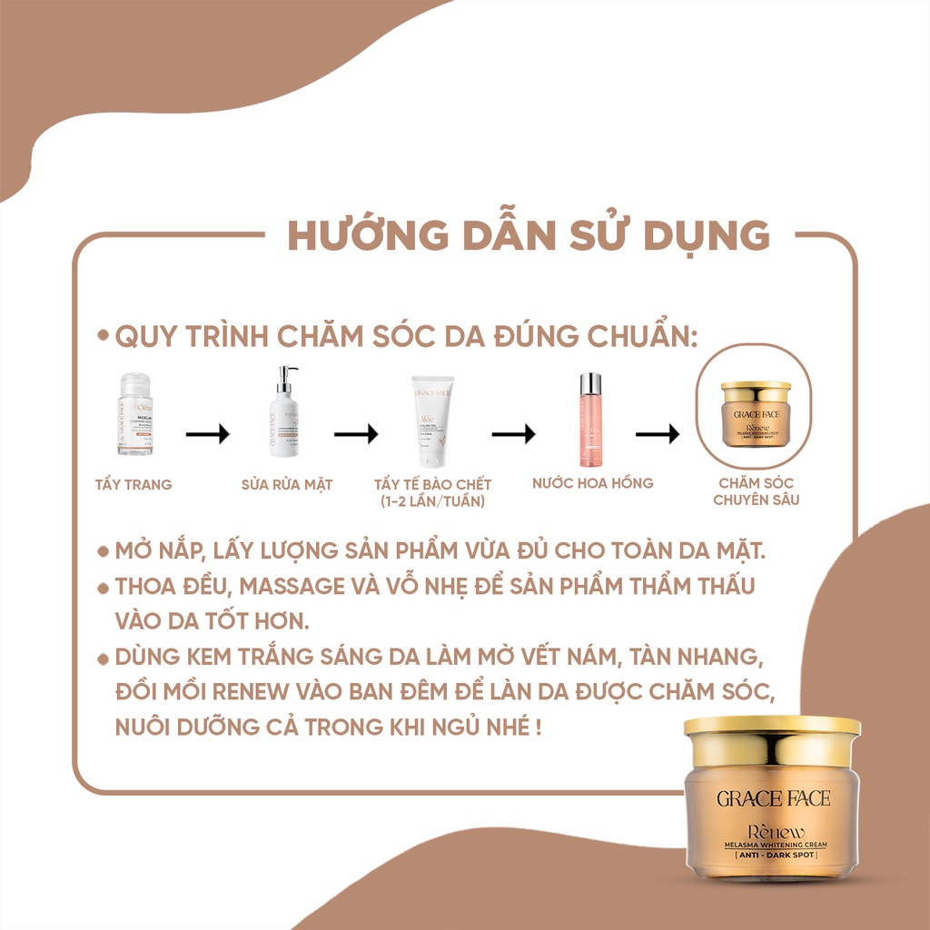 Kem Trắng Sáng Da Làm Mờ Vết Nám Tàn Nhang Đồi Mồi GRACE FACE ANTI DARK SPOT RENEW 30gr