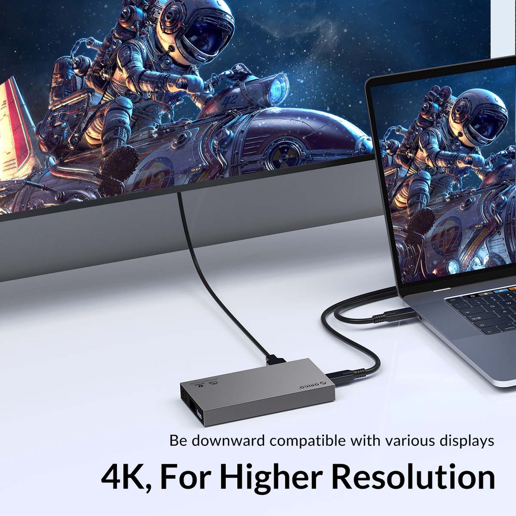 Trạm Sạc ORICO USB Type C Sang HDMI 4K60Hz PD100W USB3.0 10Gbps Cho MacBook Pro RJ45 OTG Thẻ SD (CDH-10H)
