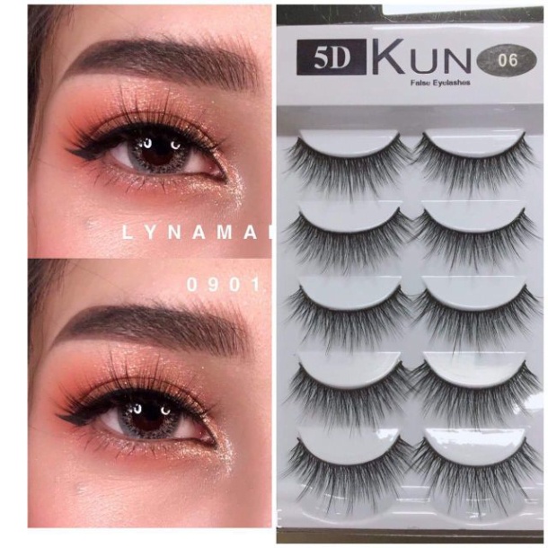Mi giả tự nhiên 5D Kun 5 cặp đủ mẫu cao cấp chính hãng HALOMI chuyên dùng cho makeup TRANCI
