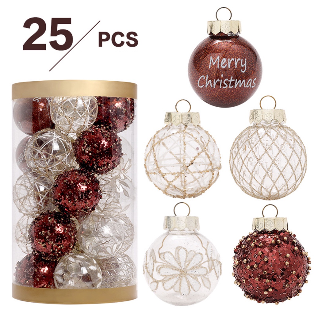Set 25 Trái Châu Trang Trí Giáng Sinh