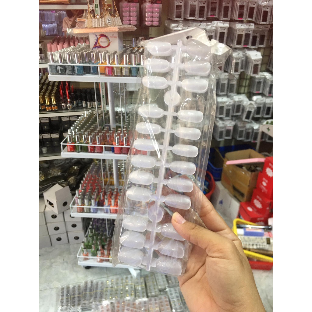 Túi Móng Vĩ Tròn Tập Vẽ Nail 4 Màu Trong, Đen, Trắng, Đục 240 Móng Vĩ Xương Cá chuyên dụng ngành Nail