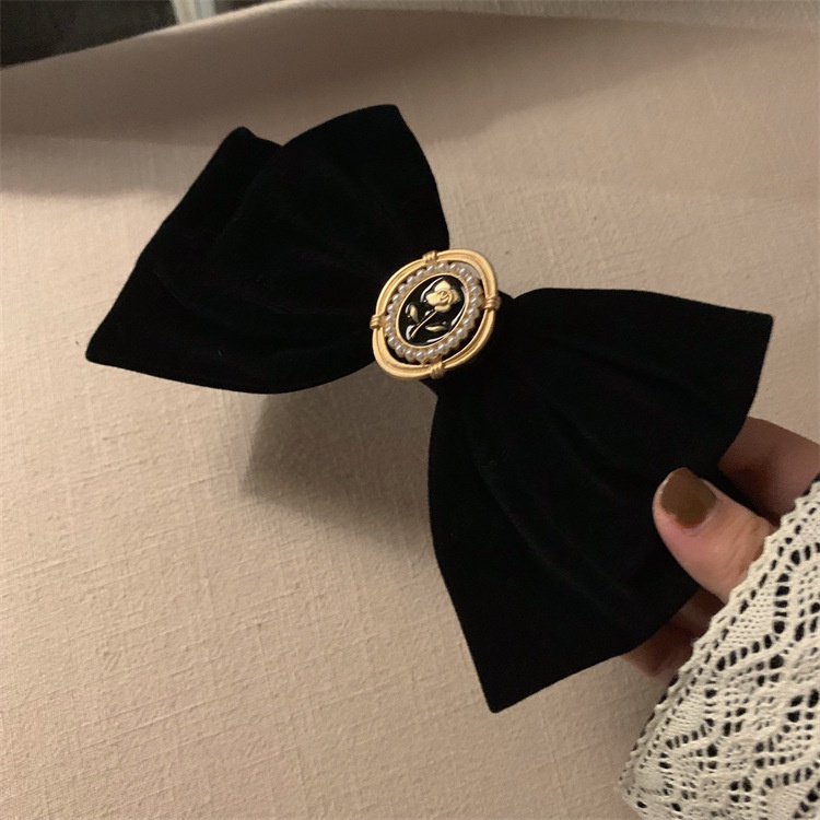 Kẹp Tóc Hàn Quốc Kẹp Tóc Nơ Jisoo Đính Hoa Trà Tiểu Thư Quý Phái