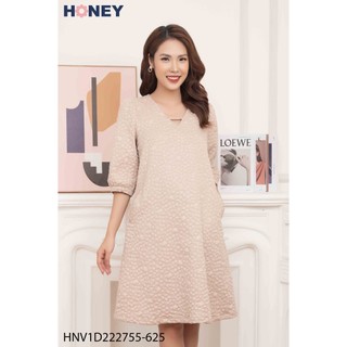 Váy bầu thời trang công sở, hàng thiết kế, cổ tim dáng suông A tay lỡ - Thời trang đầm bầu cao cấp HONEY