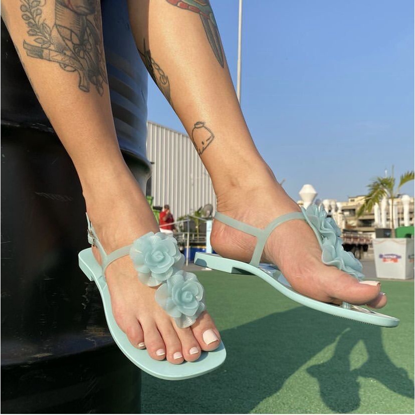 Melissa Giày Xăng Đan Jelly Đế Mềm Hình Hoa Trà Thời Trang Đi Biển