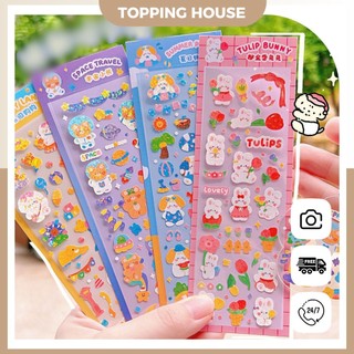 Sticker hình dán trang trí toploader lấp lánh pet, miếng dán họa tiết hoạt hình - topping house - dc34
