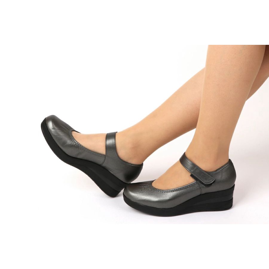 Giày da nữ cao gót siêu nhẹ, ôm chân, giầy búp bê lolita đế xuồng First contact 39046 chính hãng Nhật Bản