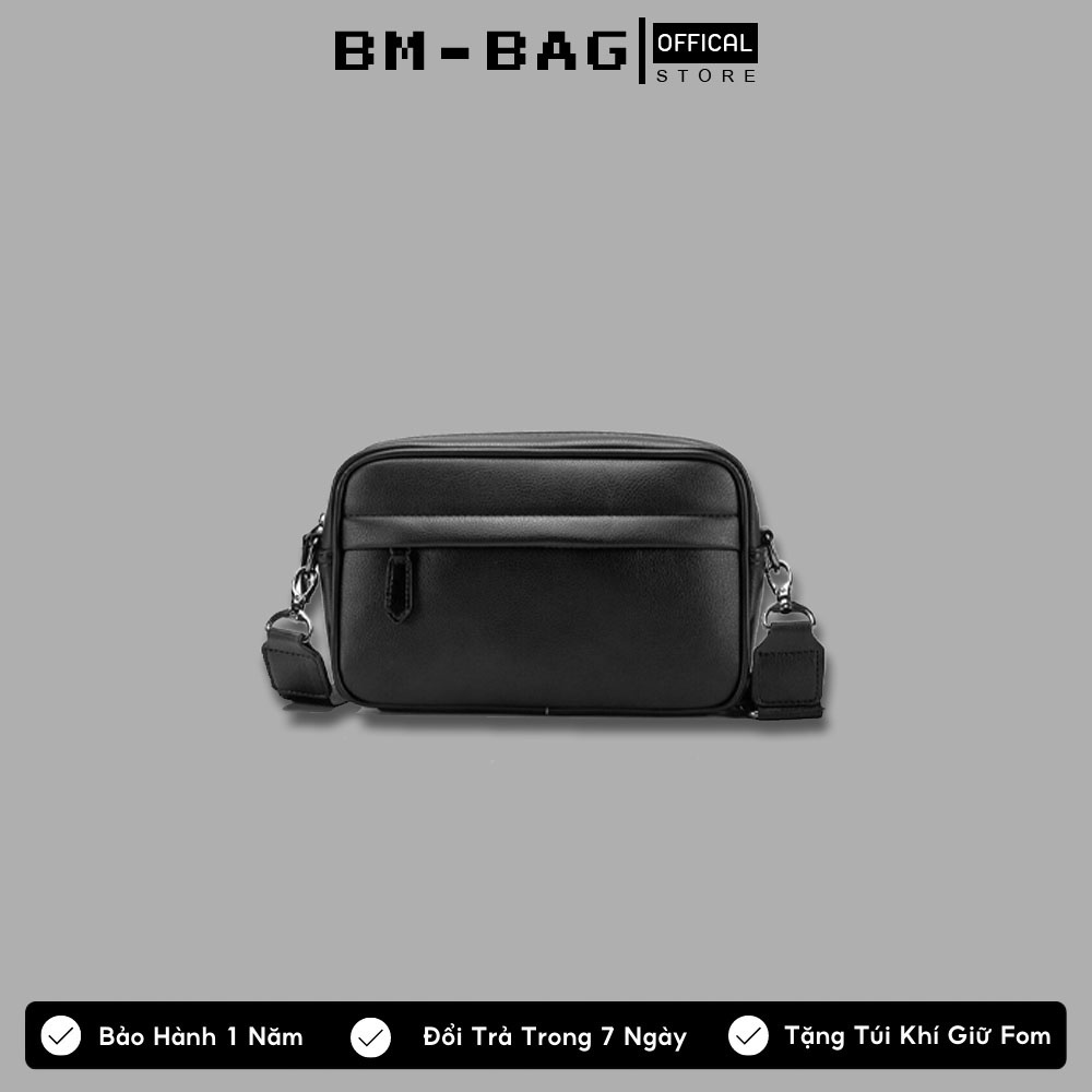 Túi đeo chéo Nam Nữ BM BAG túi da đen trơn chống xước chống nước phong cách Hàn Quốc N01