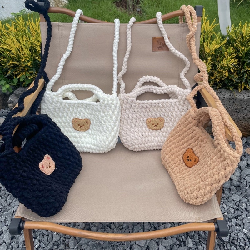 Túi đeo chéo Túi xách Túi len handmade cute size trung 25x17cm Crochet bag