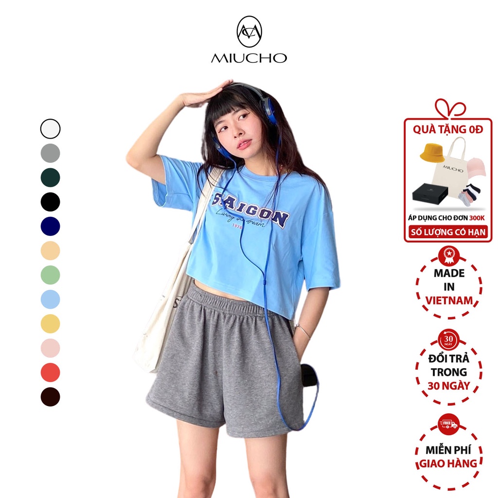 Áo croptop nữ kiểu chất vải cotton MC008 Miucho in basic