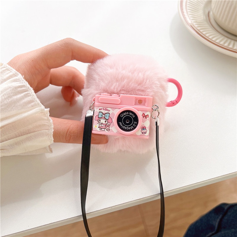Vỏ Bảo Vệ Hộp Sạc Tai Nghe Airpods Pro 2 / Airpods 3 / 2 / 1 Hình Máy Ảnh My Melody Hoạt Hình Dễ Thương Kèm Móc Kim Loại