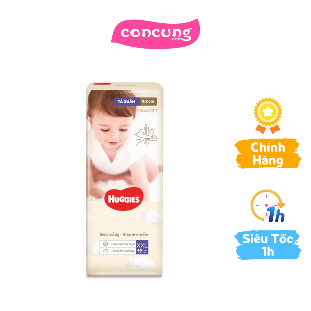 Bỉm tã quần Huggies Thin & Soft size XXL trên 15kg 46 miếng