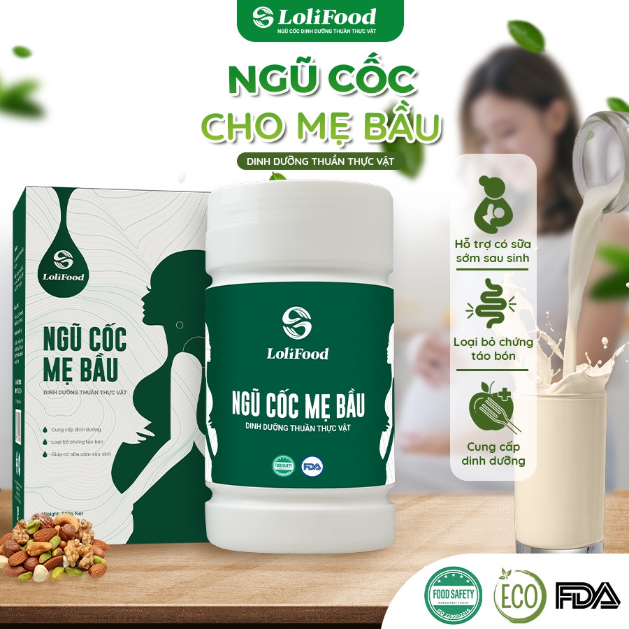 Ngũ Cốc Bầu bột ngũ cốc cho bà bầu LoliFood 500g Loại Bỏ Táo Bón