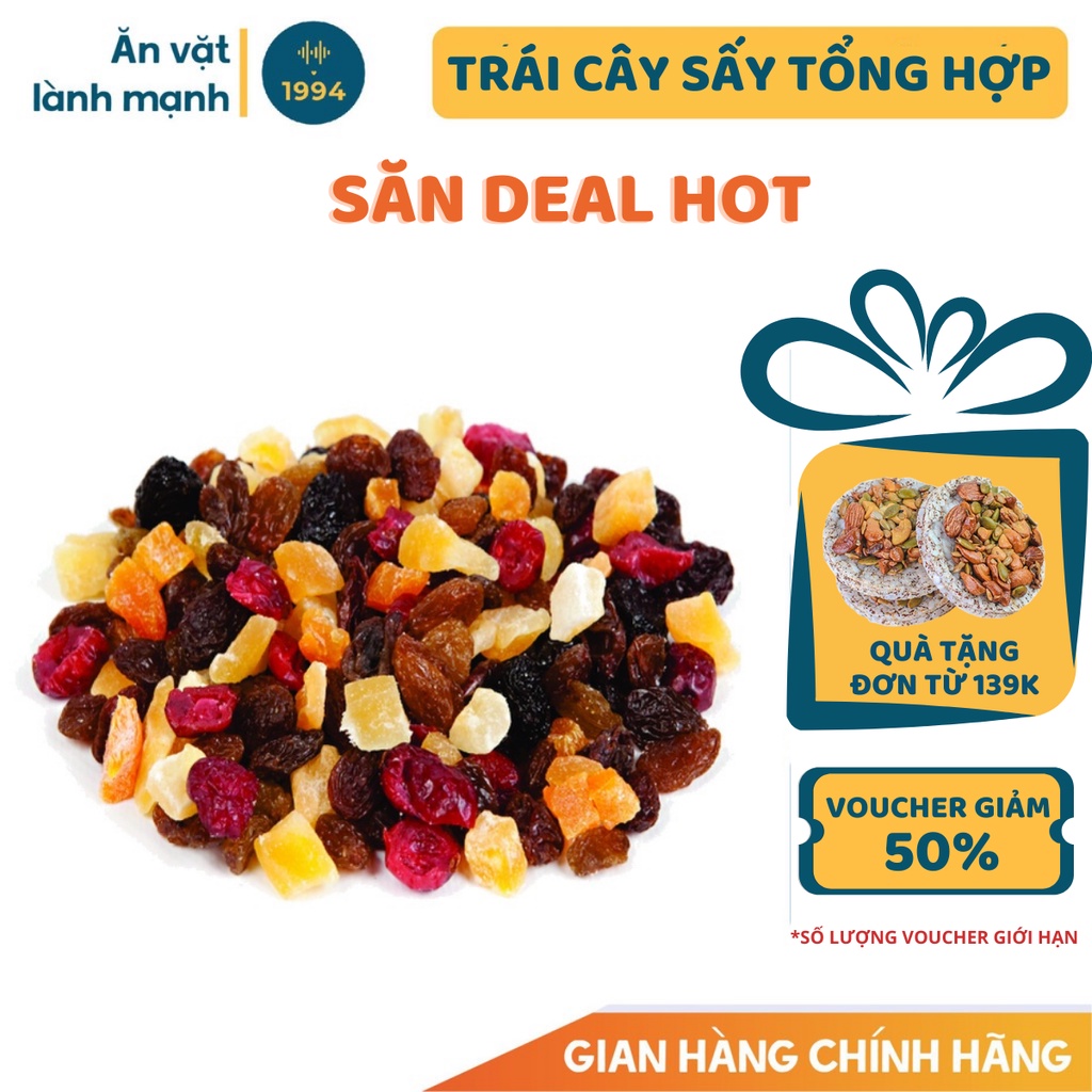 Trái cây sấy tổng hợp dẻo chua ngọt nhẹ siêu ngon 80gr 1994food: Nam việt quất, xoài, nho khô