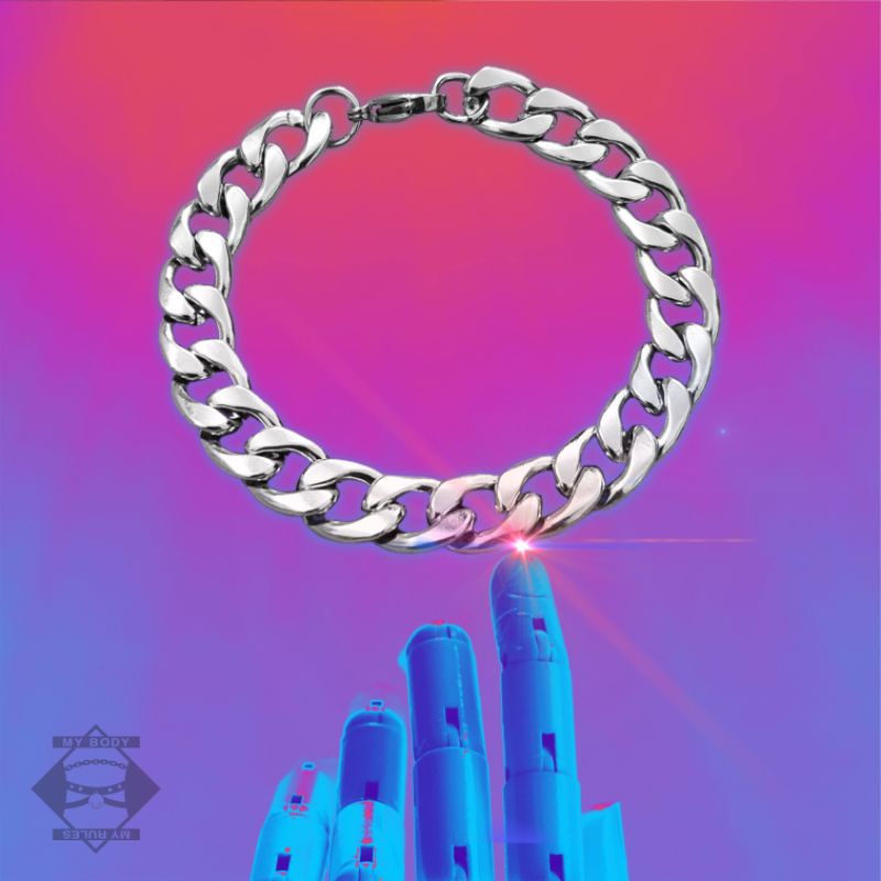 (VT002) Vòng đeo tay lắc tay xích trơn thép inox 10mm