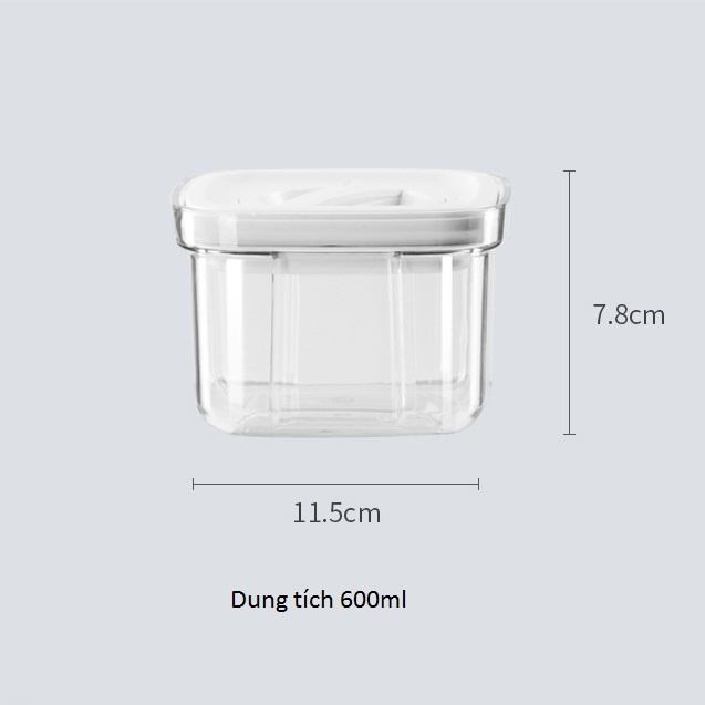 Combo 3 Hộp nhựa trong suốt đựng thực phẩm ngũ cốc bảo quản đồ ăn vặt nắp kín xếp trồng ngăn nắp nhà bếp
