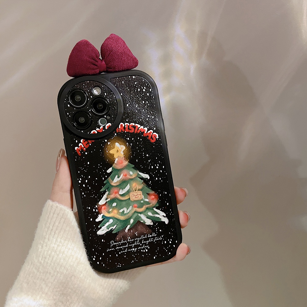 Ốp Điện Thoại Da Hình Cây Thông Giáng Sinh 3D Cho IPhone 14promax 14pro 13promax 12 11 X XS XSMAX