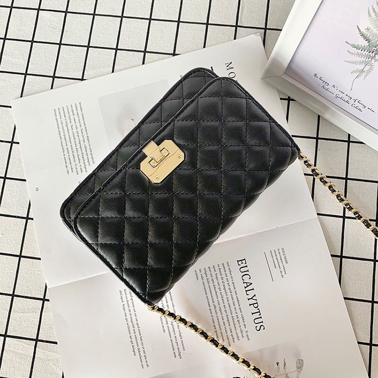 Túi Đeo Chéo Dây Xích Hình Thoi Phong Cách Hàn Quốc Dễ Phối Đồ Cho Nữ