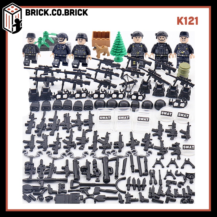 Bộ Lắp ráp Quân Đội SWAT Đen Siêu nhiều Phụ kiện MOC Army K121