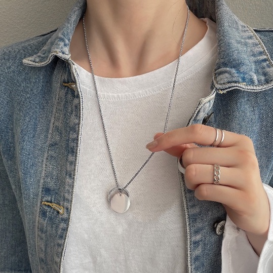 Vòng cổ Mạ Bạc Dáng Dài Phong Cách Hip Hop Mới